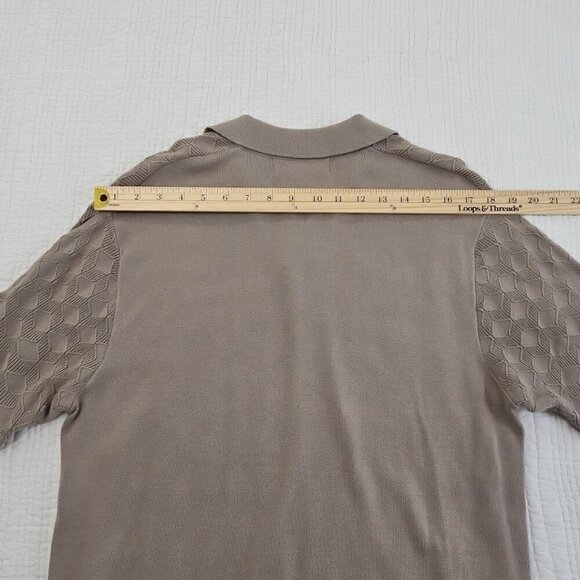 Free Planet Knit Shirt Men's XL Taupe Geometric Pattern Short Sleeve NWT - Picture 12 of 15